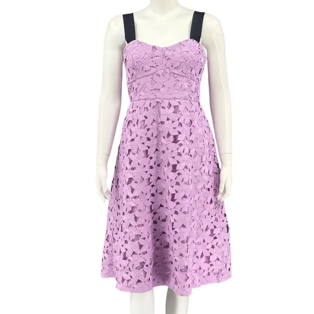J Crew Dress Women 6 Violet Lilac Sleeveless Sweetheart Midi Lace Romantic Fairy